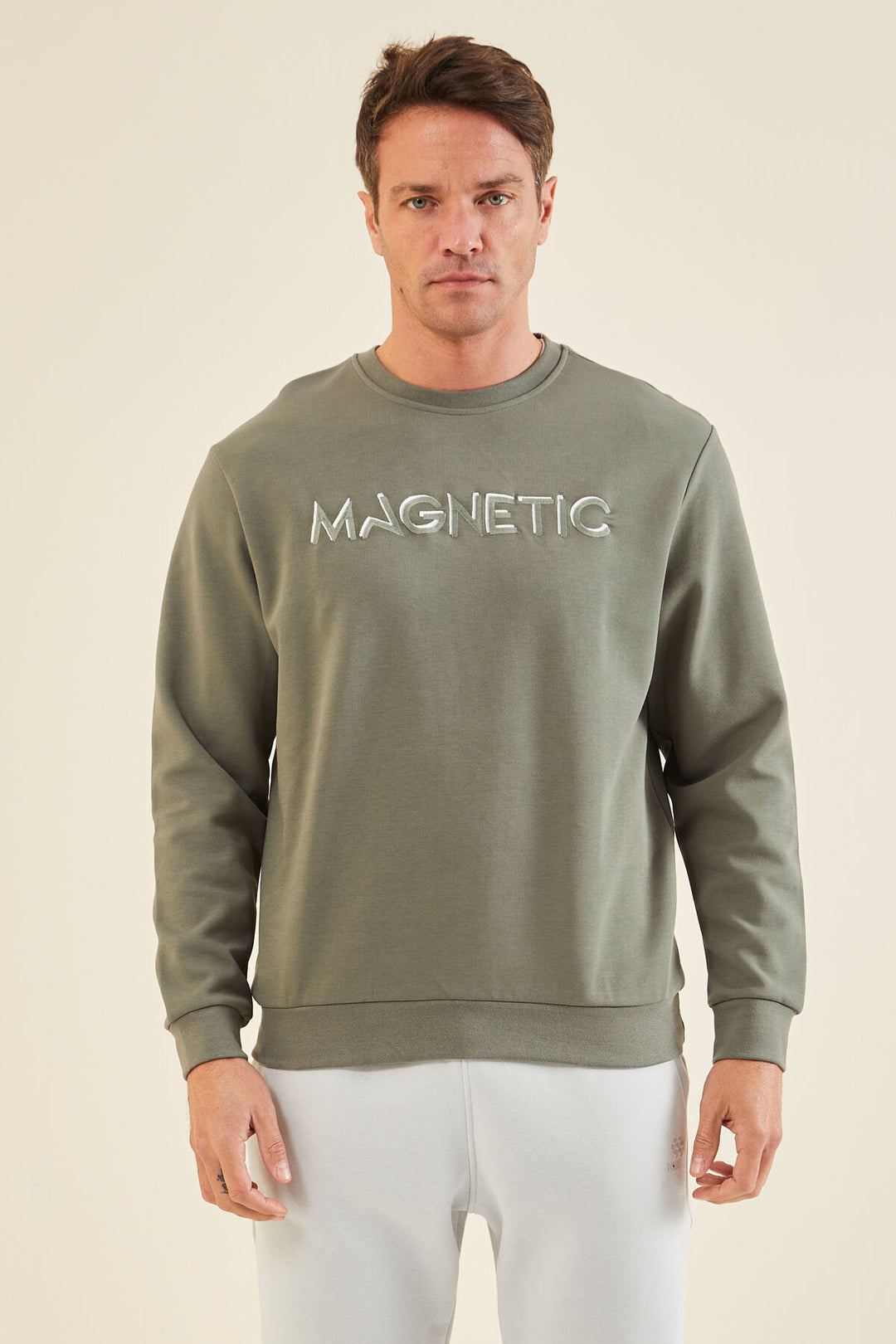 TMY Çağla Summer Embroidered O Neck Comfort Fit Men's Sweatshirt - 88020 - Piscataway