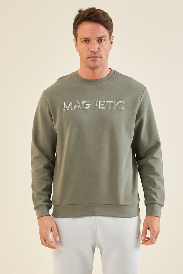 TMY Çağla Summer Embroidered O Neck Comfort Fit Men's Sweatshirt - 88020 - Piscataway