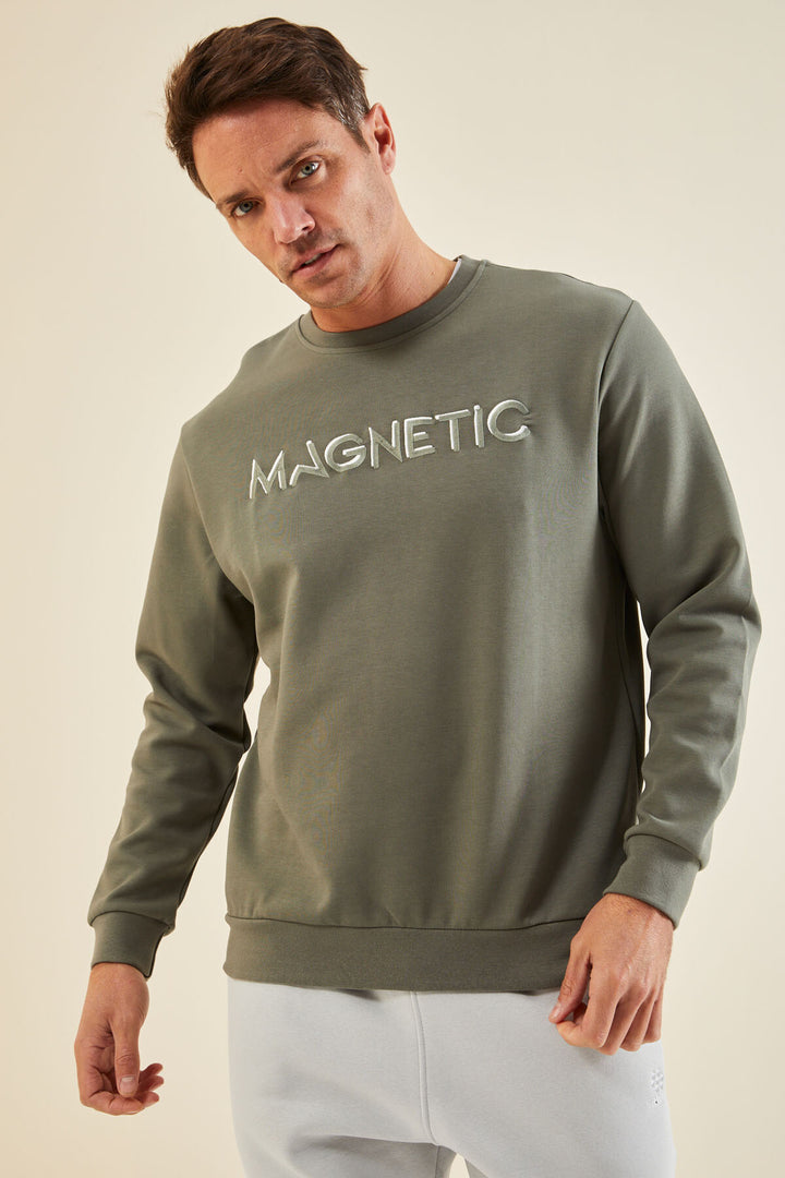 TMY Çağla Summer Embroidered O Neck Comfort Fit Men's Sweatshirt - 88020 - Piscataway