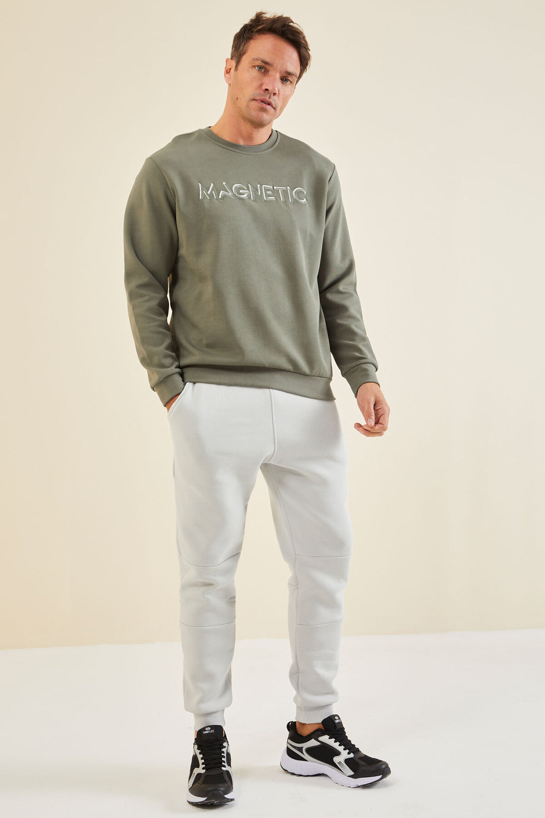 TMY Çağla Summer Embroidered O Neck Comfort Fit Men's Sweatshirt - 88020 - Piscataway