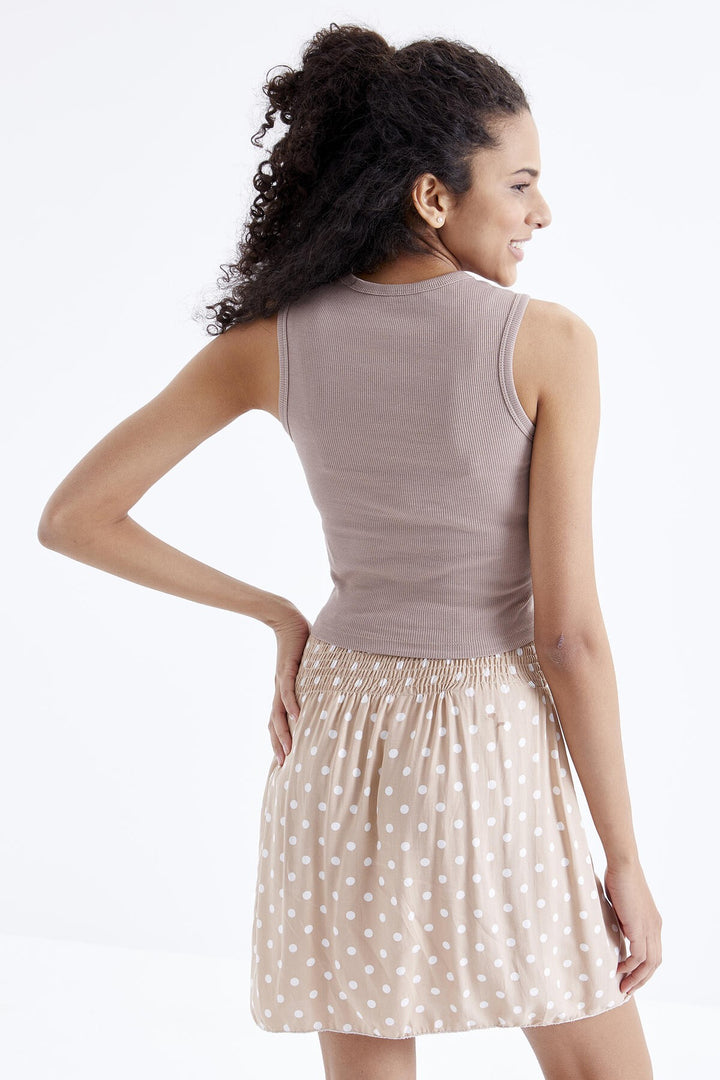 TMY Camel Basic Sleeveless O Neck Women's Crop Top Tank Top - 97204 - Buderim