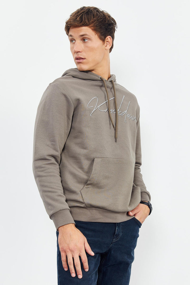 TMY Camel Hooded Comfort Fit Men's Sweatshirt with Handwriting Embroidery - 88007 - Casa Grande