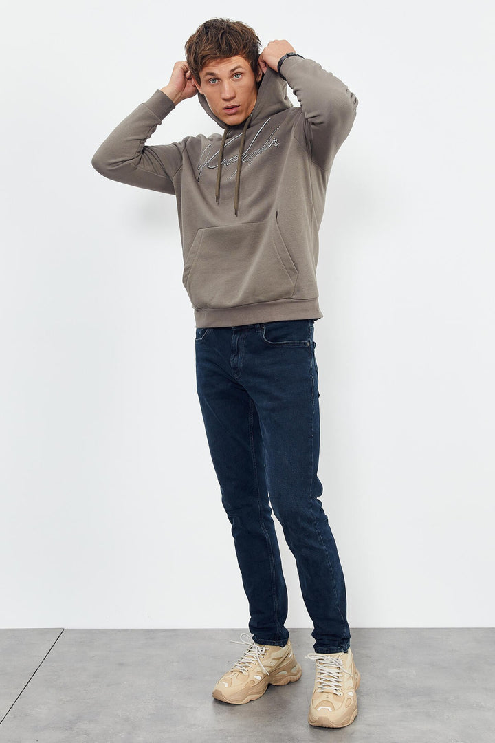 TMY Camel Hooded Comfort Fit Men's Sweatshirt with Handwriting Embroidery - 88007 - Casa Grande