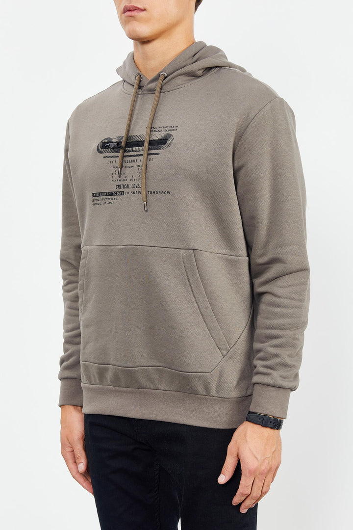 TMY Camel Printed Hooded Kangaroo Pocket Comfortable Fit Men's Sweatshirt - 88019 - La Trinidad