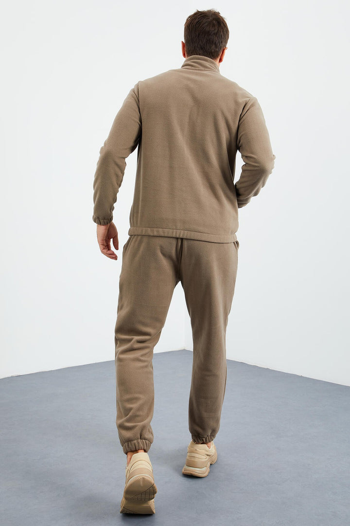 TMY Camel Half Zip Stand-up Collar Elastic Cuff Polar Men's Tracksuit - 85159 - Winterthur