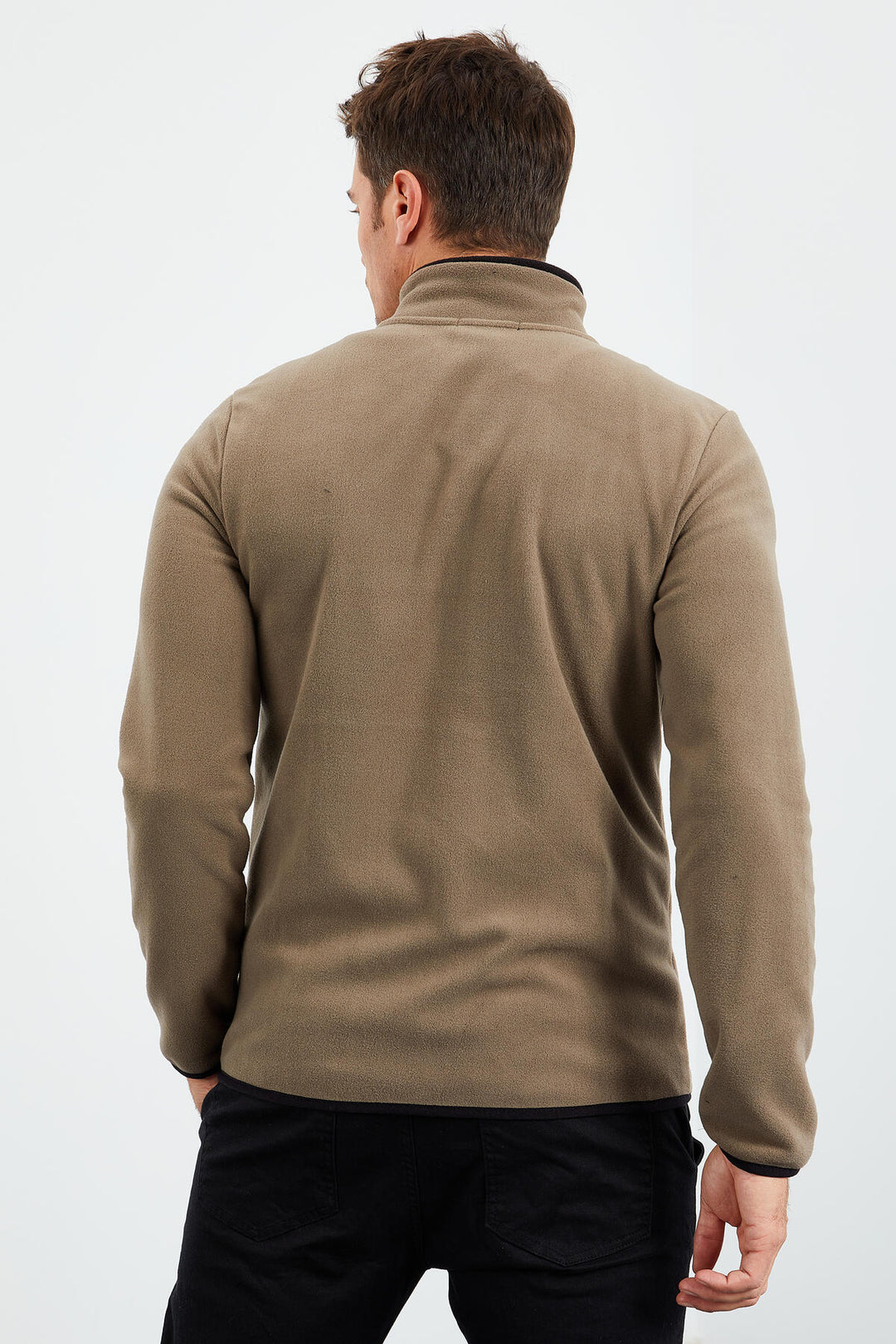 TMY Camel Embroidered Writing Zippered Standart Fit Men's Sweatshirt Polar - 87992 - Kryvyi Rih