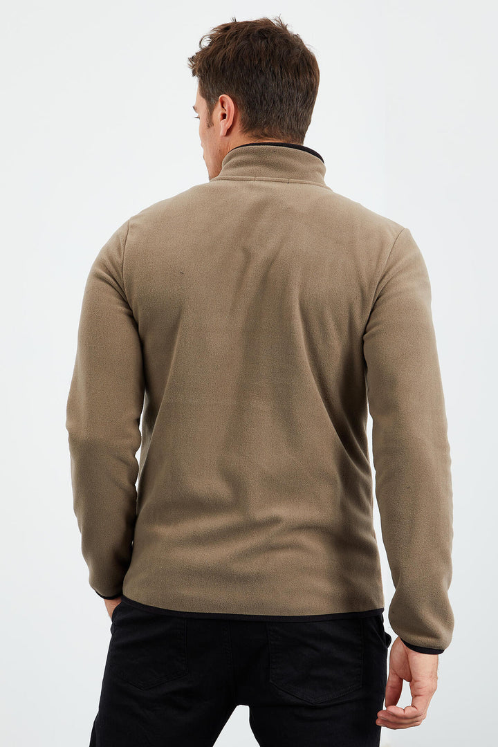 TMY Camel Embroidered Writing Zippered Standart Fit Men's Sweatshirt Polar - 87992 - Kryvyi Rih