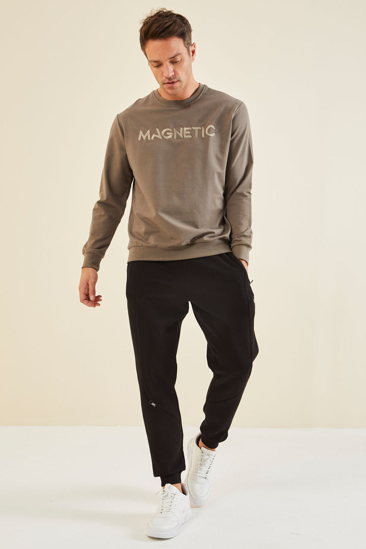 TMY Camel Embroidered O Neck Comfort Fit Men's Sweatshirt - 88020 - Upper Hutt