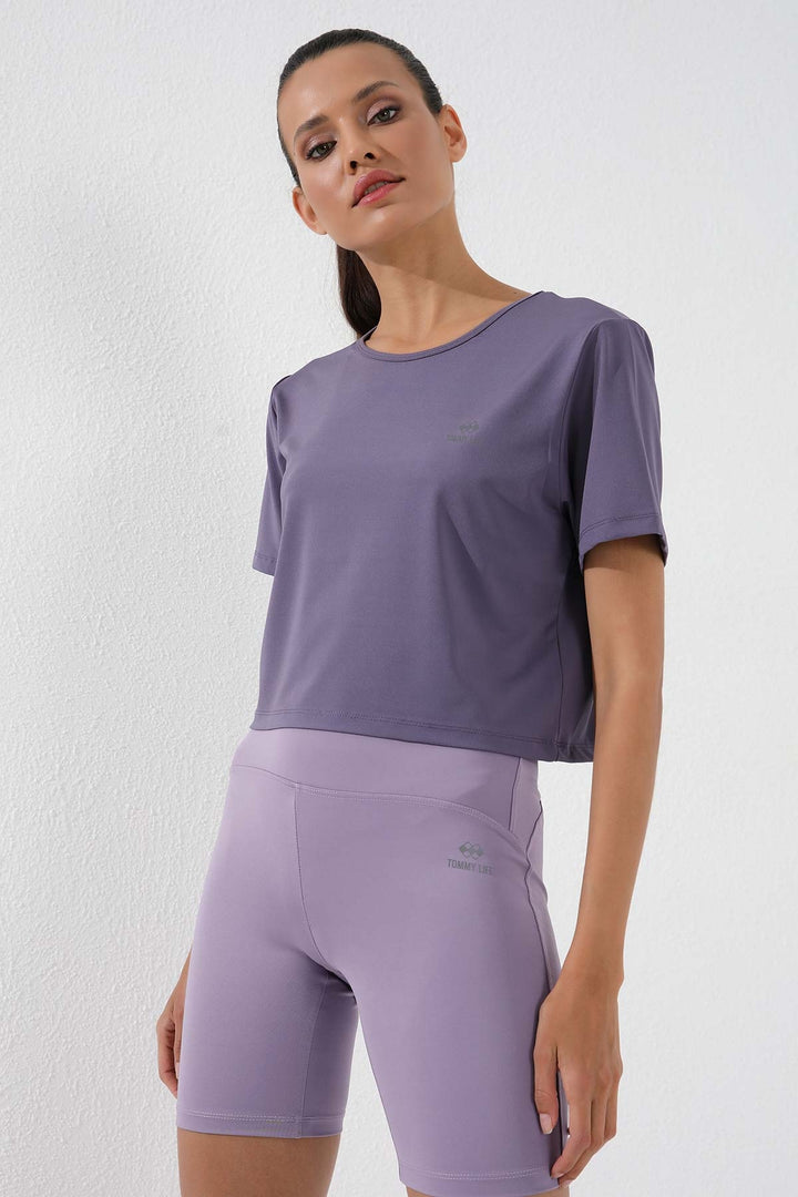 TMY Eflatun Basic Short Sleeve Standard Fit O Neck Women's Crop Top T-Shirt - 97143 - Sunderland