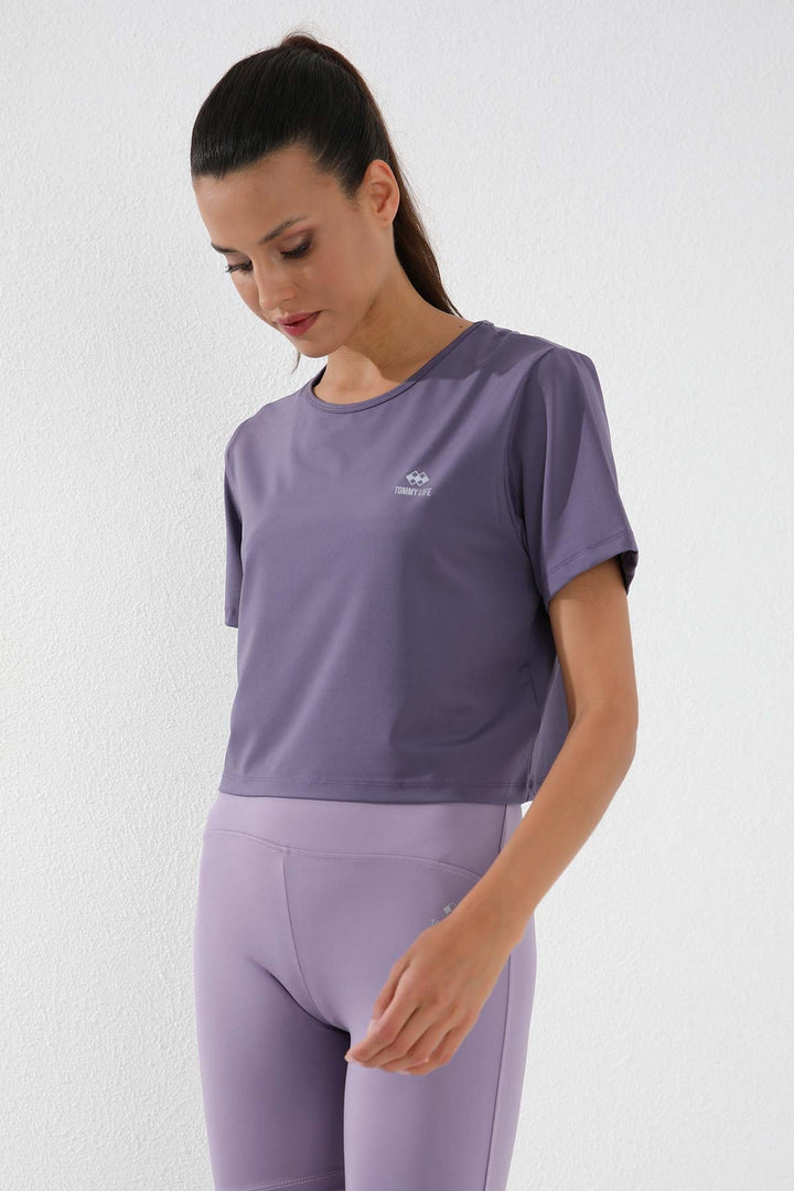 TMY Eflatun Basic Short Sleeve Standard Fit O Neck Women's Crop Top T-Shirt - 97143 - Sunderland