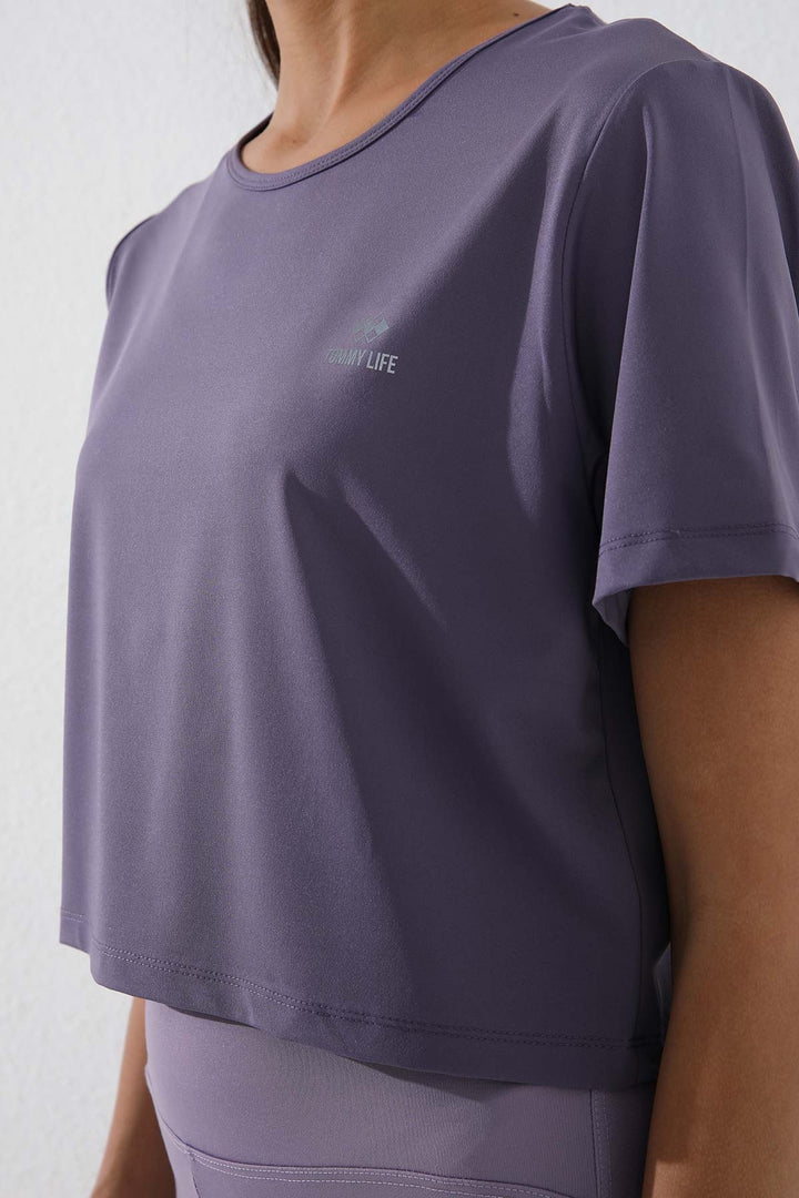 TMY Eflatun Basic Short Sleeve Standard Fit O Neck Women's Crop Top T-Shirt - 97143 - Sunderland
