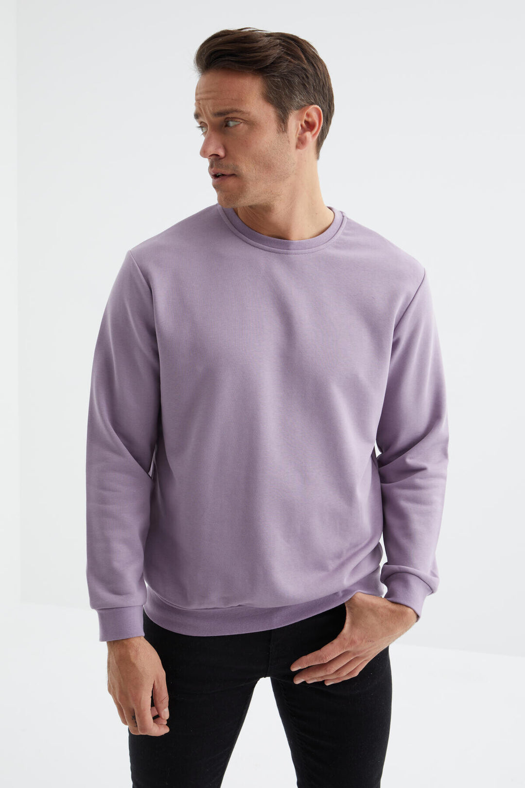 TMY Eflatun Basic Round Neck Comfortable Fit Men's Sweatshirt - 88053 - Jeffersonville