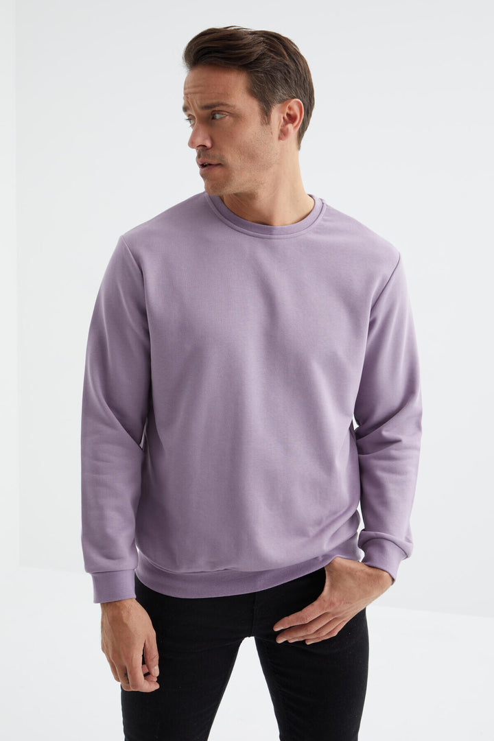 TMY Eflatun Basic Round Neck Comfortable Fit Men's Sweatshirt - 88053 - Jeffersonville