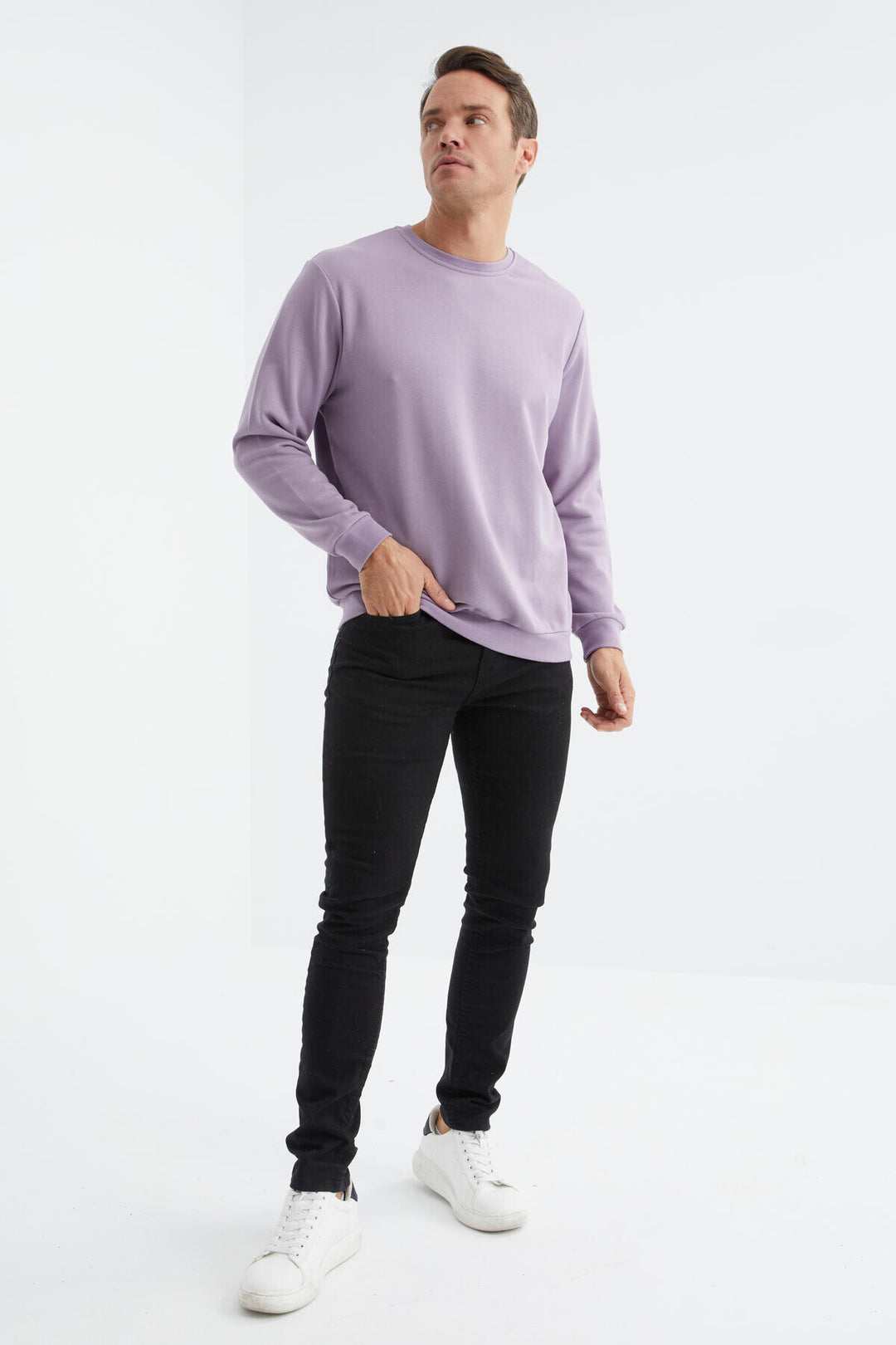 TMY Eflatun Basic Round Neck Comfortable Fit Men's Sweatshirt - 88053 - Jeffersonville