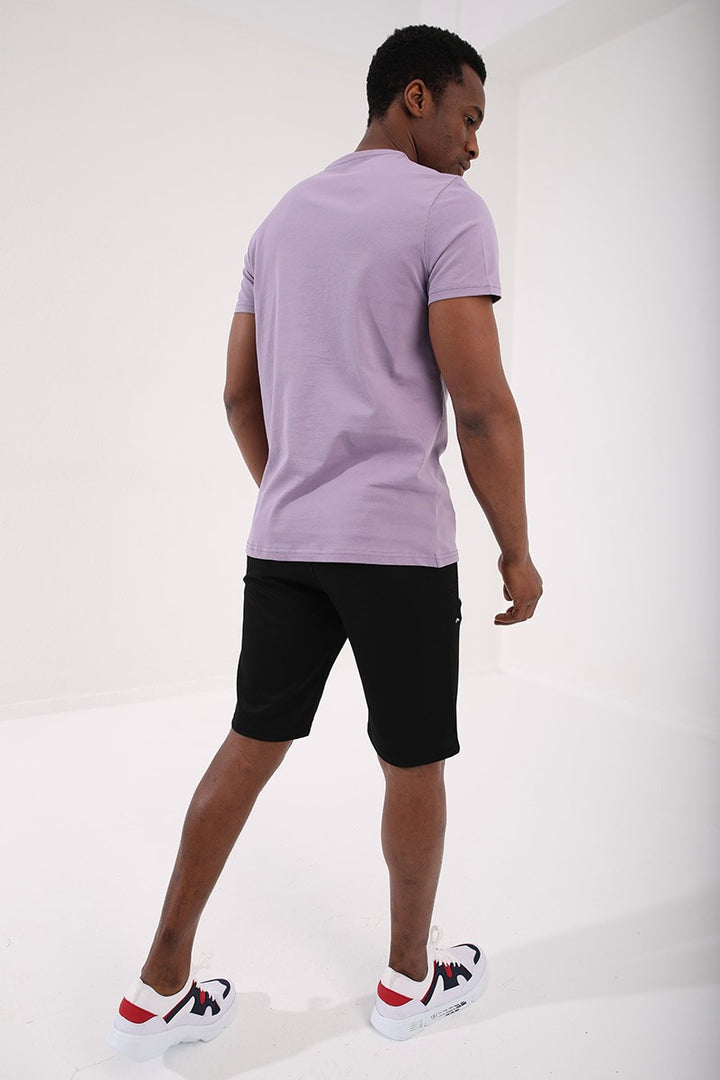 TMY Lilac Eagle Printed Standard Mold O Neck Men's T-Shirt - 87932 - Emmen