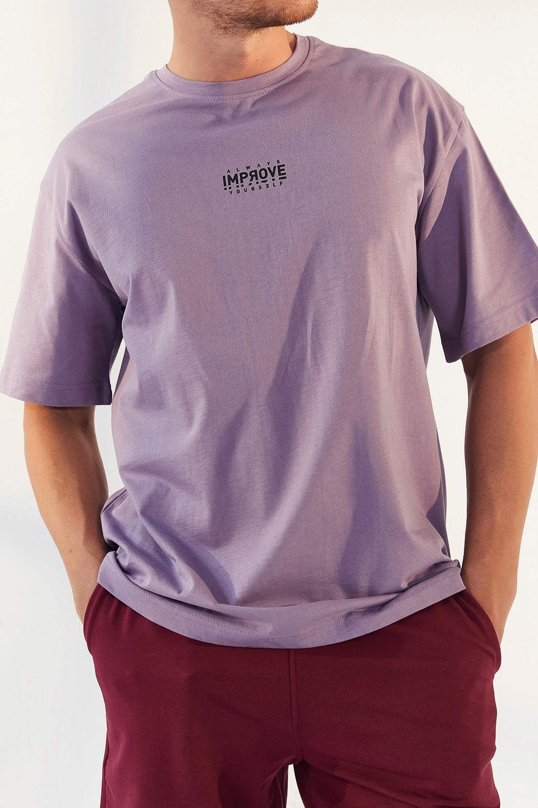 TMY Eflatun Small Printed Round Neck Men's Oversize T-Shirt - 87985 - Santa Cruz