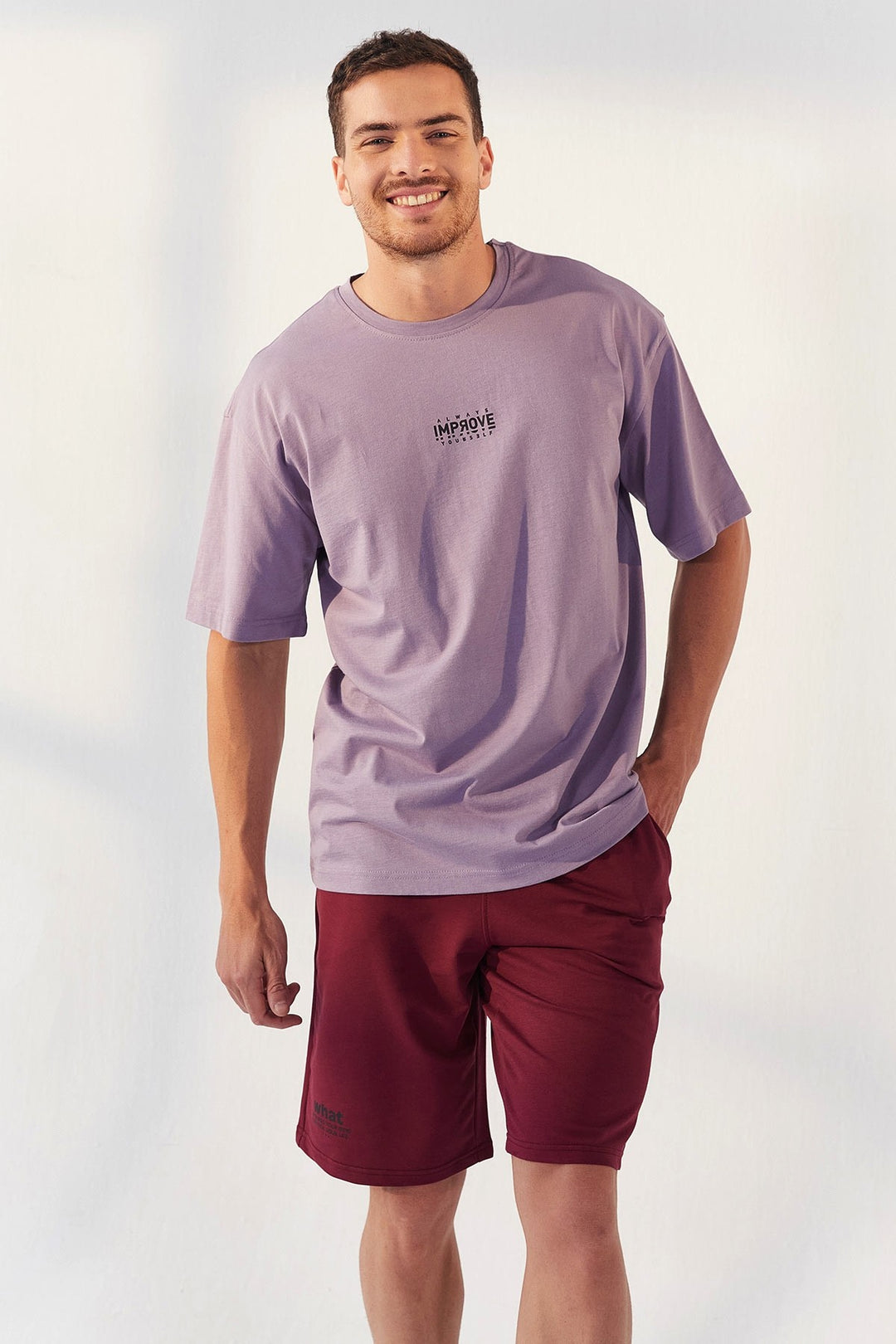 TMY Eflatun Small Printed Round Neck Men's Oversize T-Shirt - 87985 - Santa Cruz
