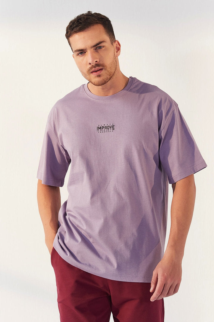 TMY Eflatun Small Printed Round Neck Men's Oversize T-Shirt - 87985 - Santa Cruz