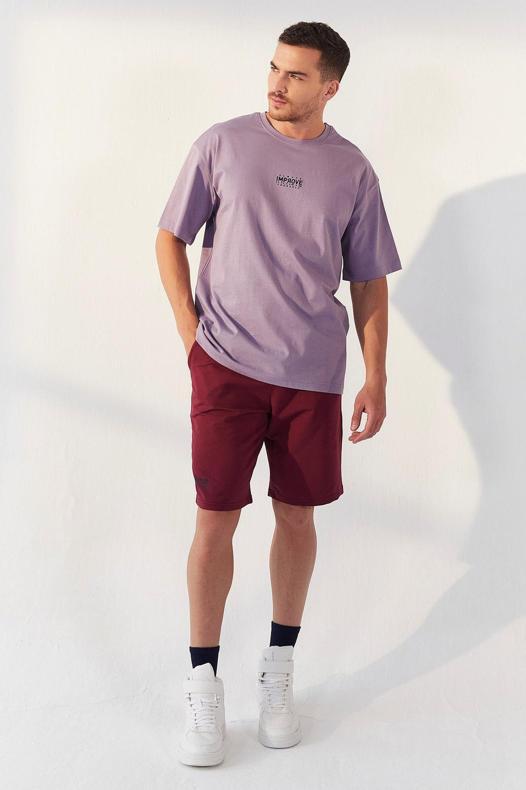 TMY Eflatun Small Printed Round Neck Men's Oversize T-Shirt - 87985 - Santa Cruz