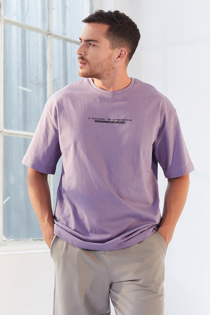 TMY Eflatun Printed Round Neck Men's Oversize T-Shirt - 87984 - Ciudad de Melilla