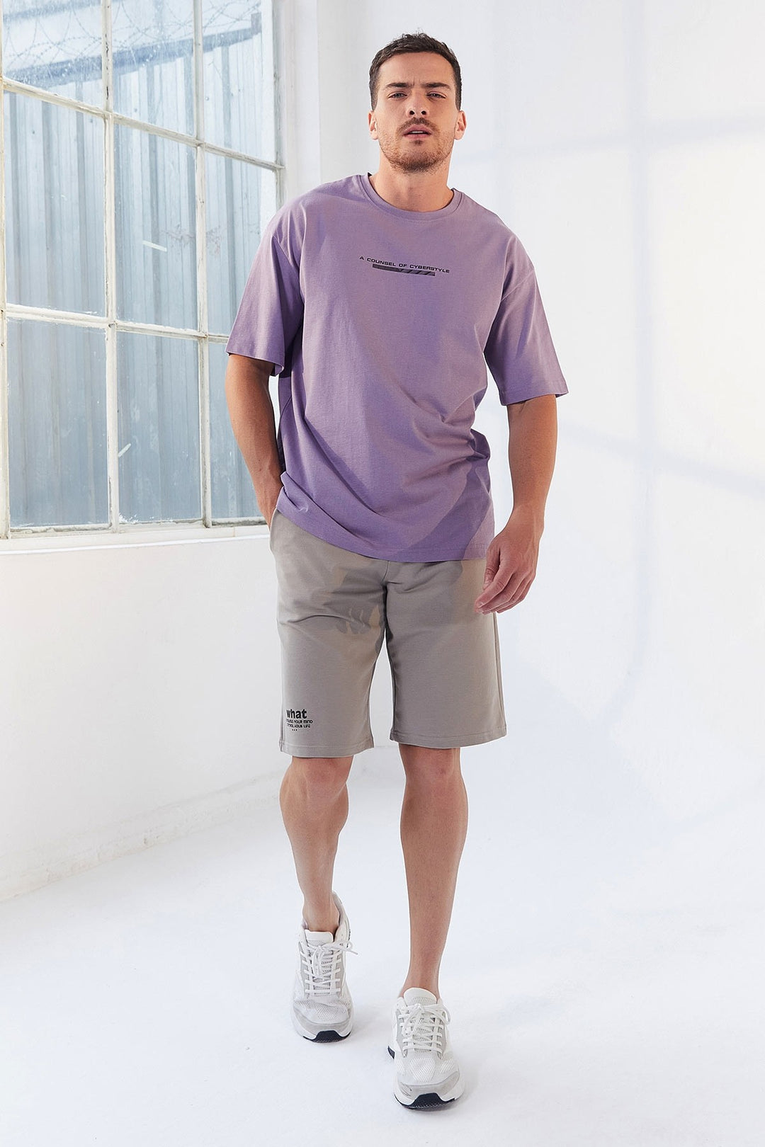 TMY Eflatun Printed Round Neck Men's Oversize T-Shirt - 87984 - Ciudad de Melilla