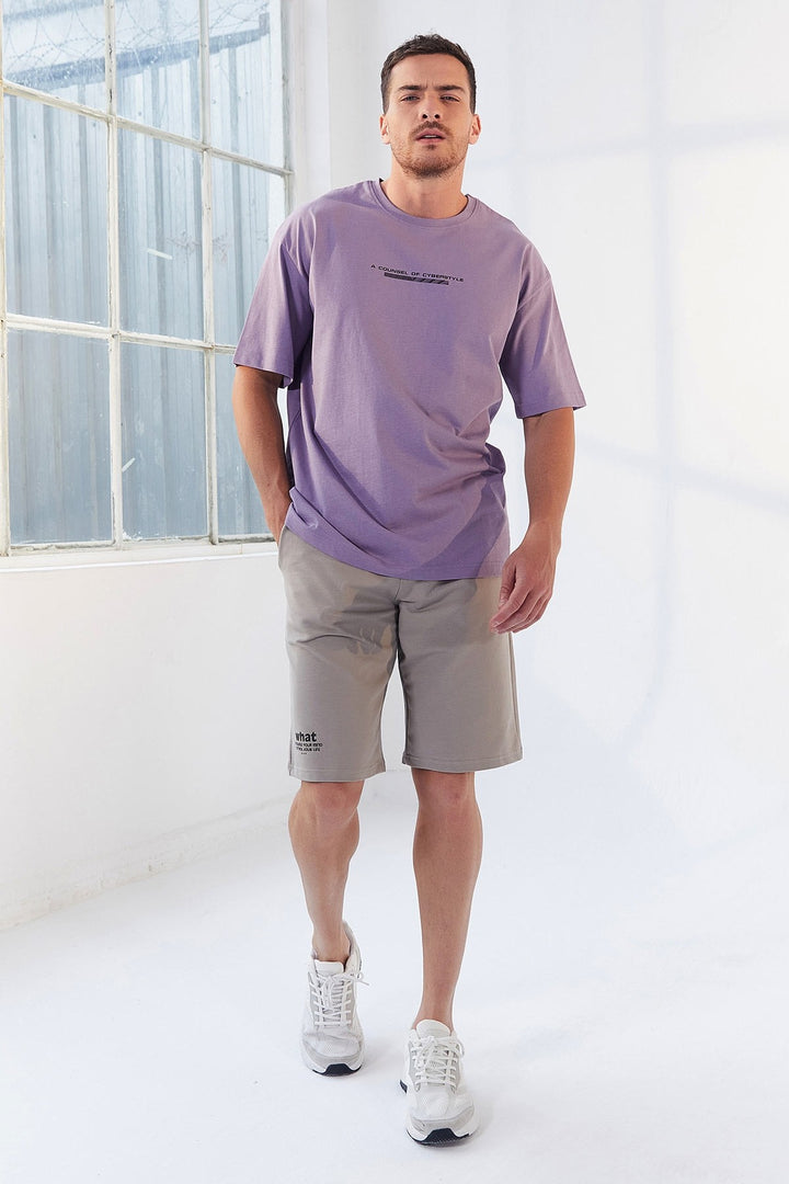TMY Eflatun Printed Round Neck Men's Oversize T-Shirt - 87984 - Ciudad de Melilla