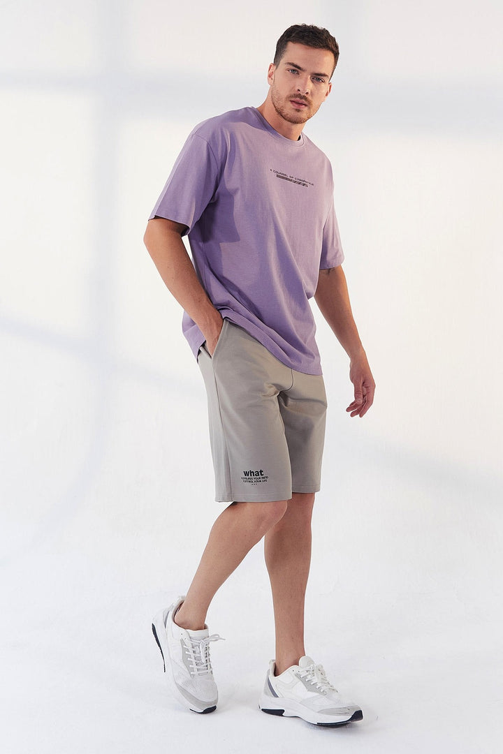 TMY Eflatun Printed Round Neck Men's Oversize T-Shirt - 87984 - Ciudad de Melilla