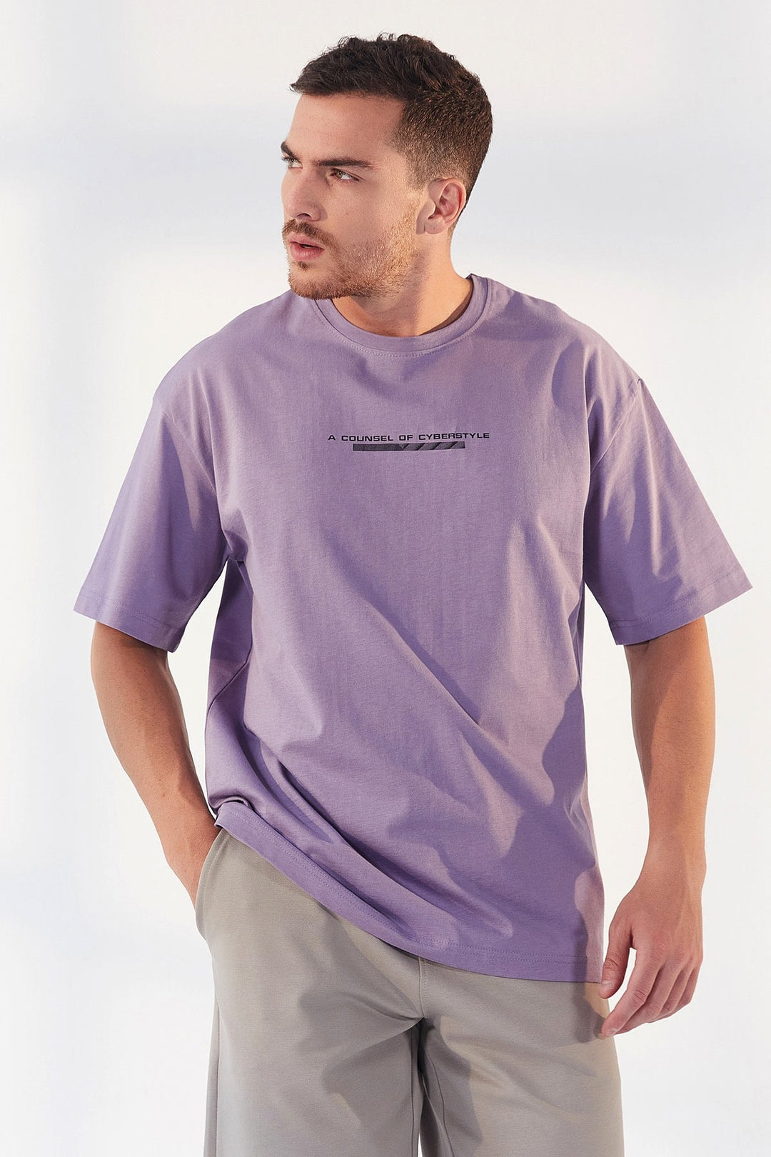 TMY Eflatun Printed Round Neck Men's Oversize T-Shirt - 87984 - Ciudad de Melilla