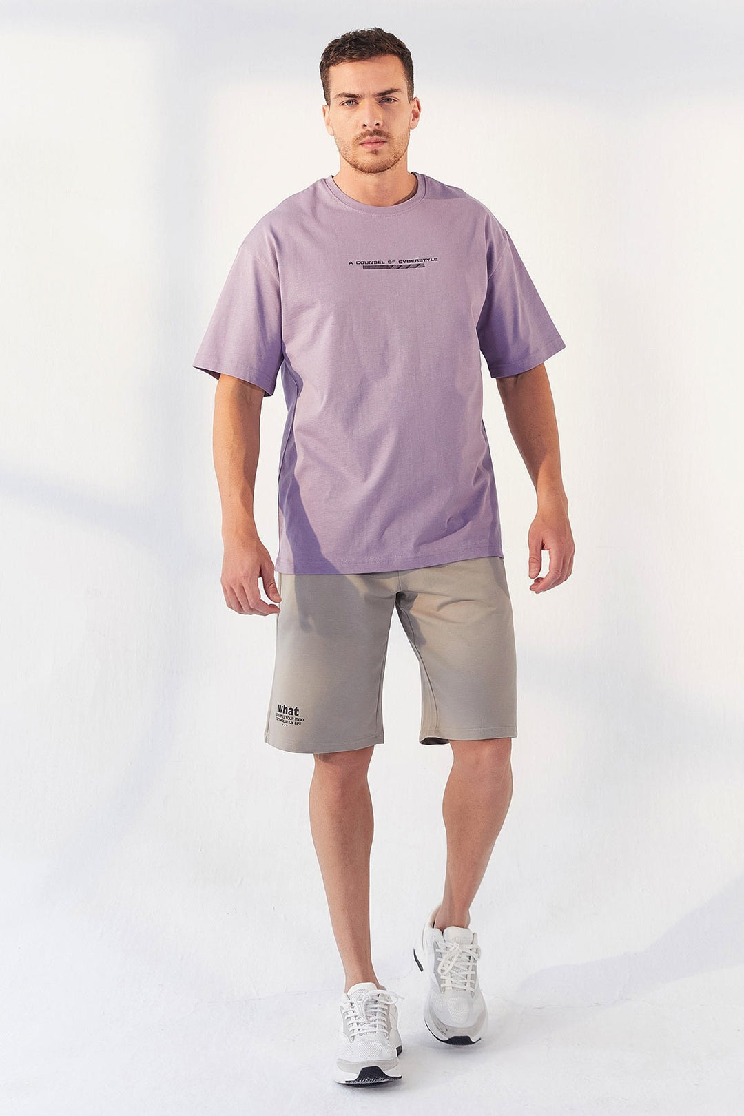 TMY Eflatun Printed Round Neck Men's Oversize T-Shirt - 87984 - Ciudad de Melilla