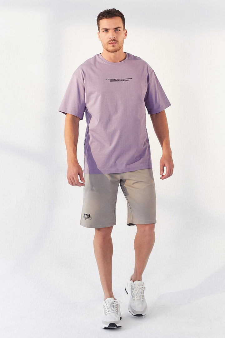 TMY Eflatun Printed Round Neck Men's Oversize T-Shirt - 87984 - Ciudad de Melilla