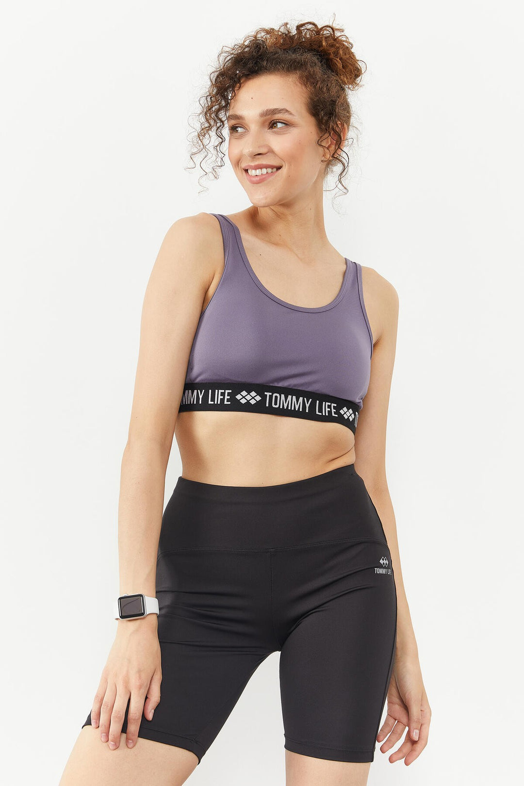 TMY Lilac Striped Standard Mold U Neck Women's Sports Bustier - 97113 - Breda