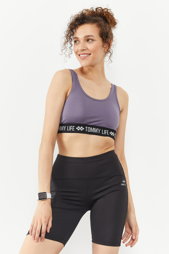 TMY Lilac Striped Standard Mold U Neck Women's Sports Bustier - 97113 - Breda