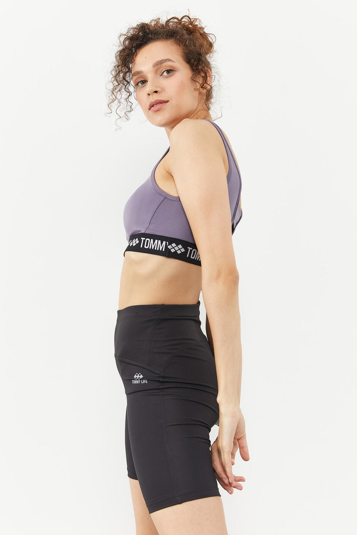 TMY Lilac Striped Standard Mold U Neck Women's Sports Bustier - 97113 - Breda