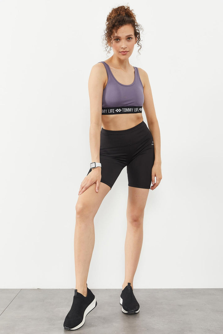 TMY Lilac Striped Standard Mold U Neck Women's Sports Bustier - 97113 - Breda