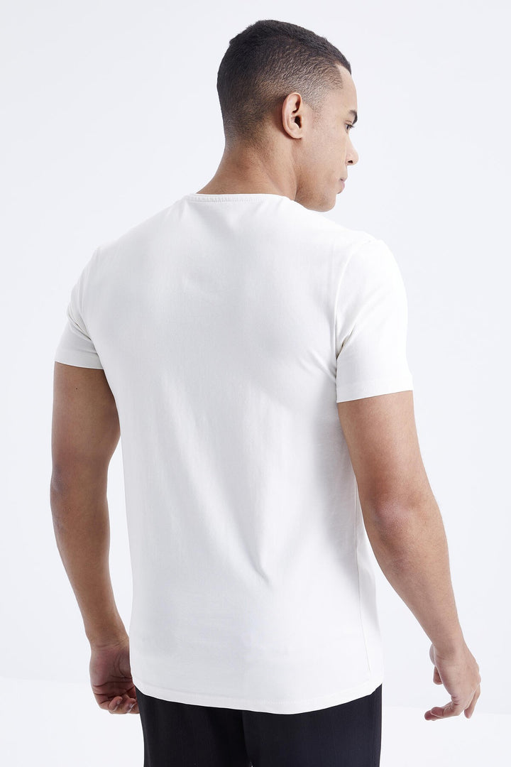 TMY Ecru Basic Short Sleeve Standard Fit V-Neck Men's T-Shirt - 87912 - Keighley