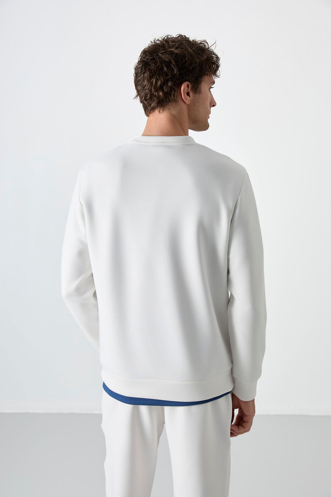 TMY Ecru Basic Round Neck Comfort Fit Men's Sweatshirt - 88053 - Mexicali