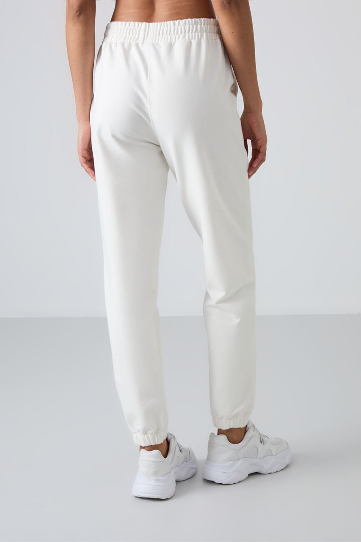 TMY Ecru Pocket High Waist Comfort Fit Elastic Cuff Women's Sweatpants - 94583 - Belfast
