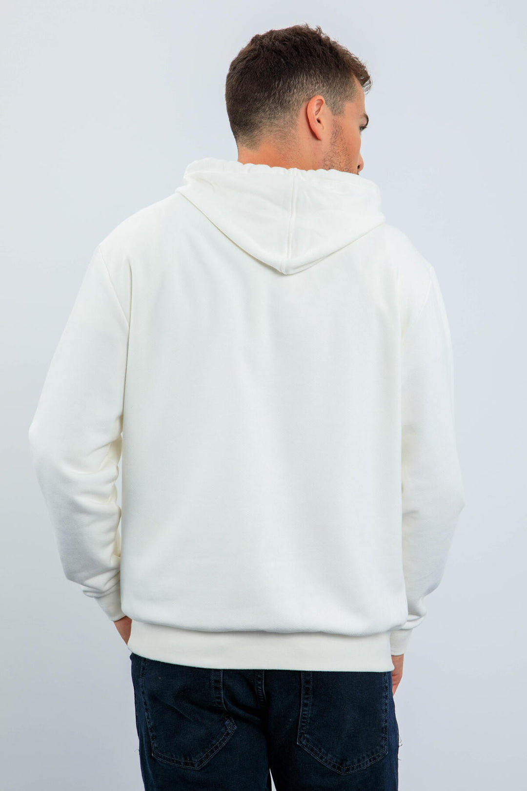 TMY Ecru Pattern Printed Hooded Comfort Fit Men's Sweatshirt - 88018 - Lake Charles