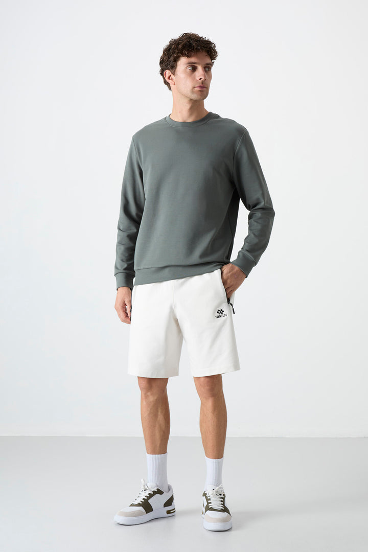 TMY Ecru Hidden Zipper Back Pocket Drawstring Regular Fit Men's Shorts - 81136 - Ostfildern