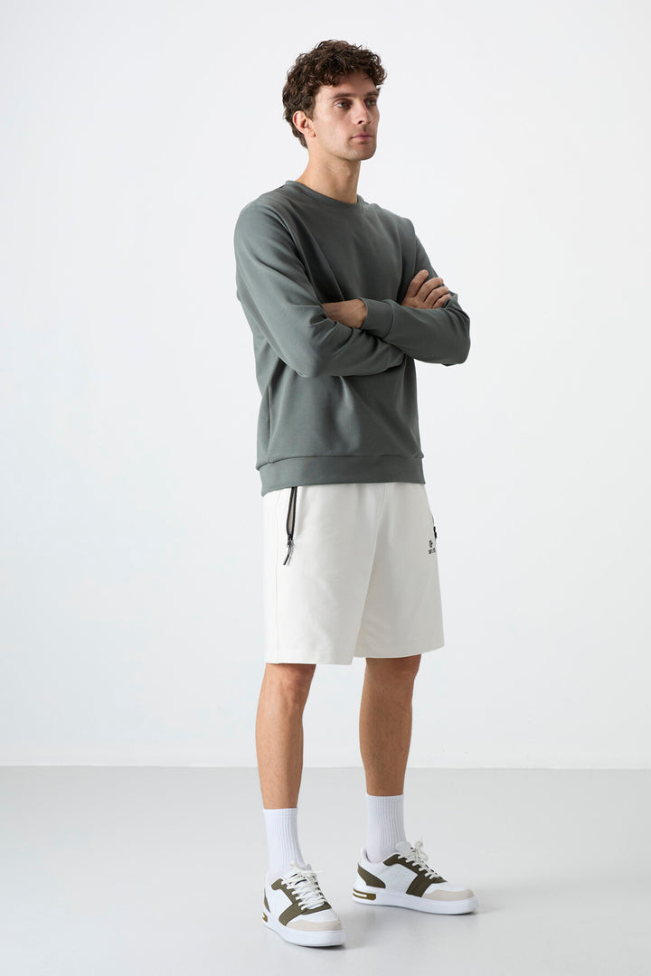 TMY Ecru Hidden Zipper Back Pocket Drawstring Regular Fit Men's Shorts - 81136 - Ostfildern