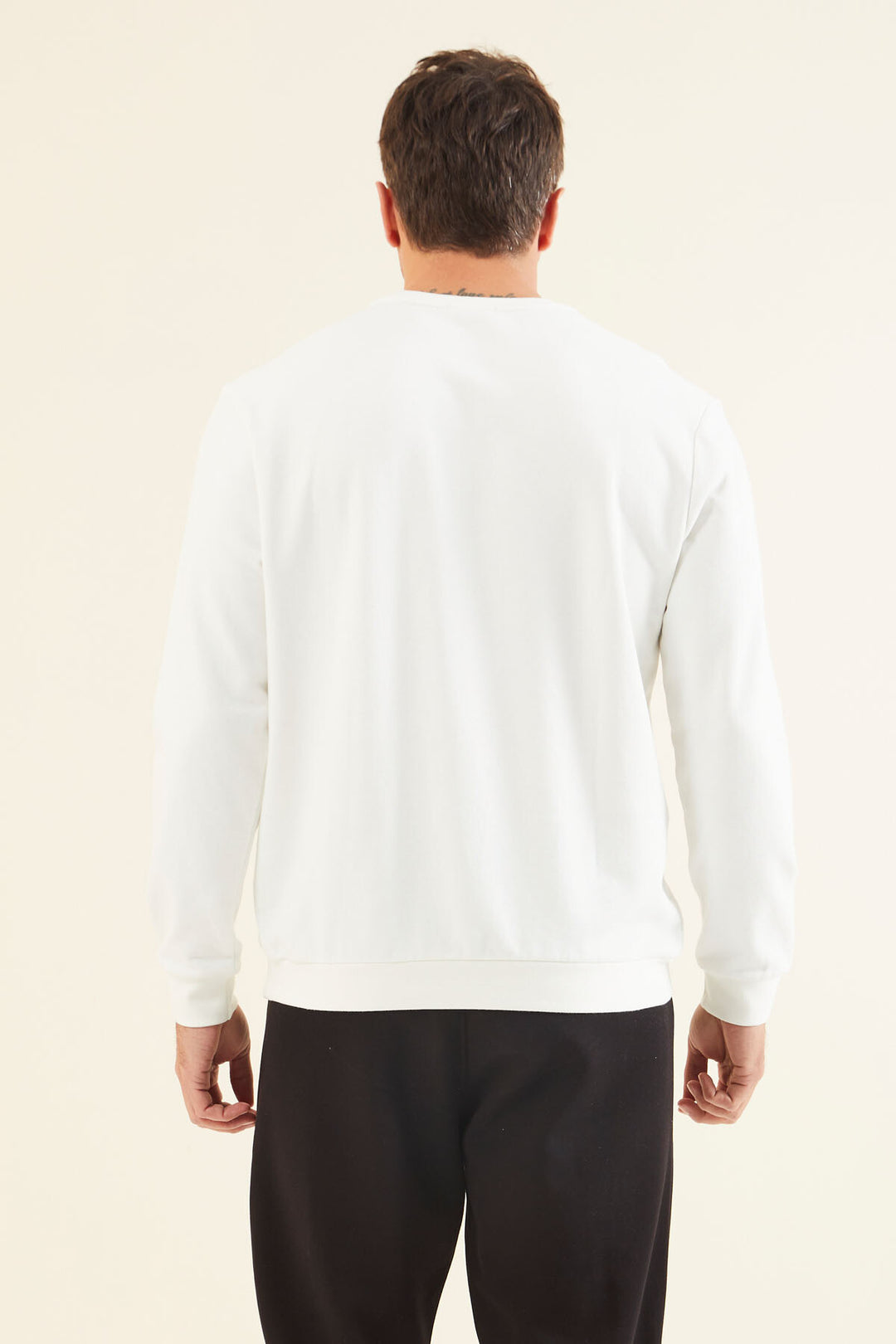 TMY Ecru Text Embroidered O Neck Comfort Fit Men's Sweatshirt - 88020 - Bridgeport