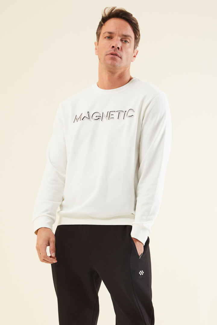 TMY Ecru Text Embroidered O Neck Comfort Fit Men's Sweatshirt - 88020 - Bridgeport