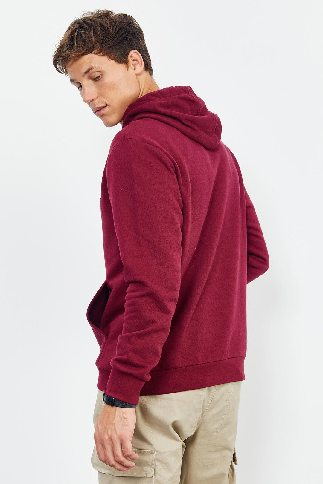 TMY Purple Cursive Embroidered Hooded Comfort Fit Men's Sweatshirt - 88007 - Barrie