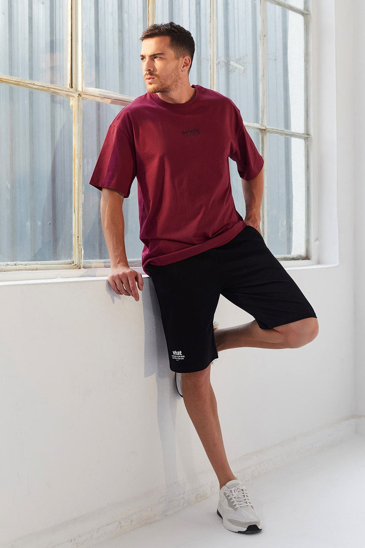 TMY Purple Small Printed O Neck Men's Oversize T-Shirt - 87985 - Decatur
