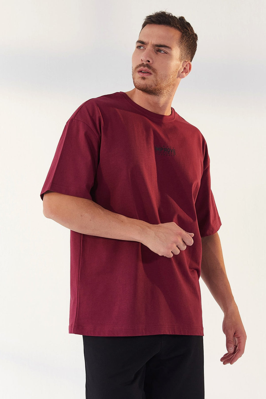 TMY Purple Small Printed O Neck Men's Oversize T-Shirt - 87985 - Decatur