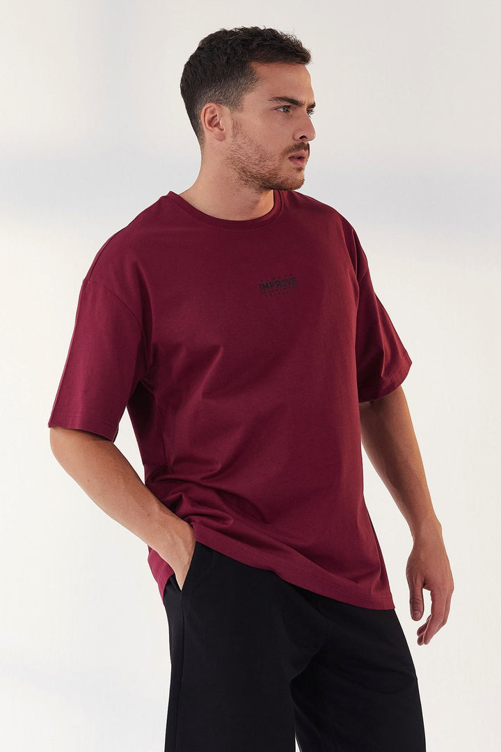 TMY Purple Small Printed O Neck Men's Oversize T-Shirt - 87985 - Decatur