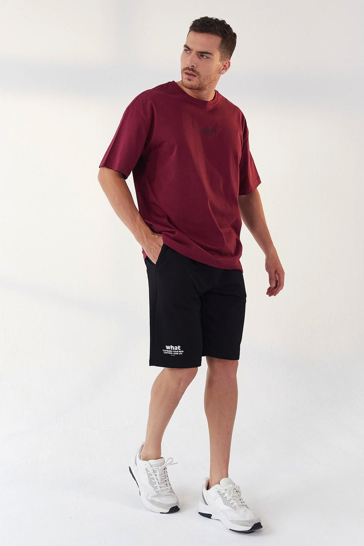 TMY Purple Small Printed O Neck Men's Oversize T-Shirt - 87985 - Decatur