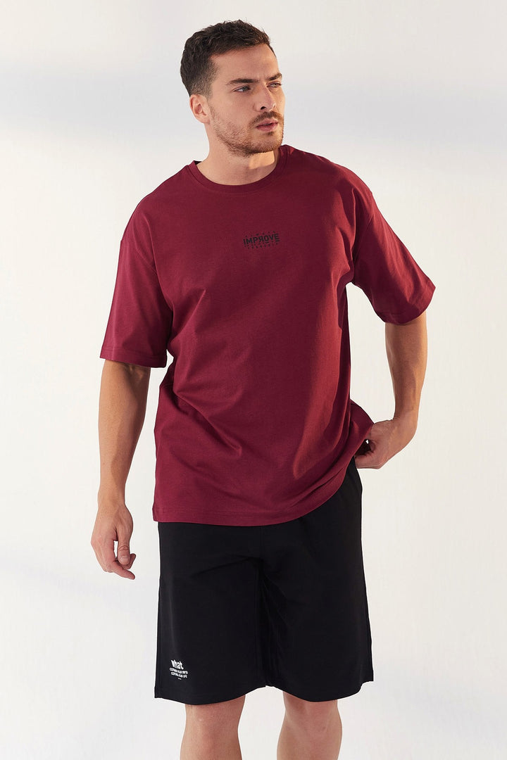 TMY Purple Small Printed O Neck Men's Oversize T-Shirt - 87985 - Decatur