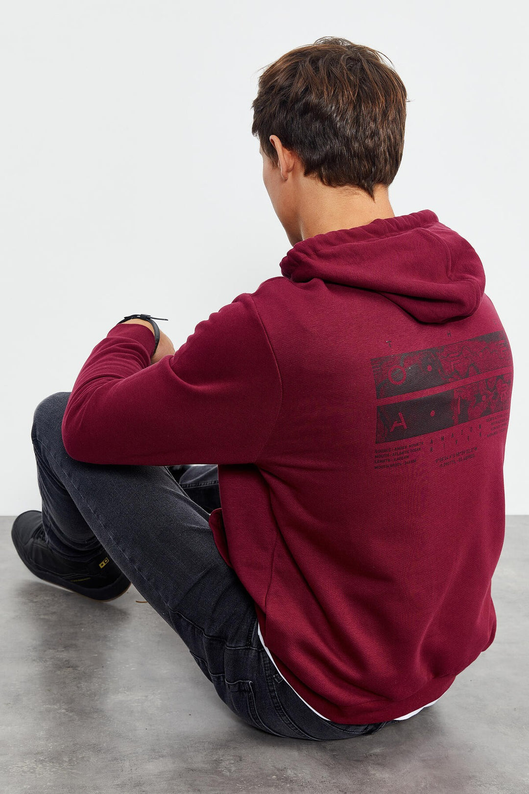 TMY Purple Front and Back Printed Hooded Comfort Fit Men's Sweatshirt - 88017 - Ajaccio
