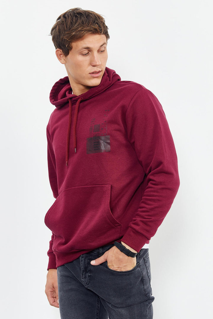 TMY Purple Front and Back Printed Hooded Comfort Fit Men's Sweatshirt - 88017 - Ajaccio